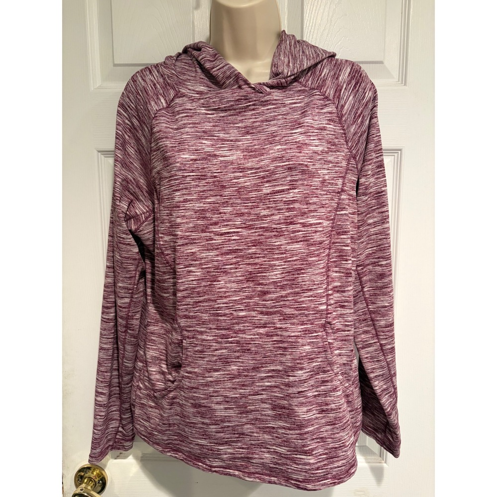 RBX Live Life Active Womens Large Space Dye Hoodie Burgundy Pullover Athleisure